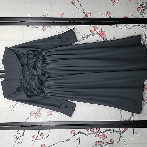 GANNI Ruffled-Collar Smocked Chiffon Dress Size 32 Or Size 0 - Picture 12 of 16